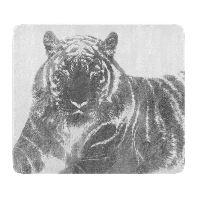 Schwarzweiß-Tiger Schneidebrett (Vorderseite)