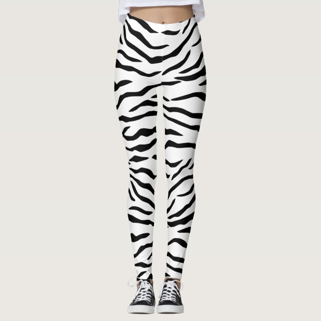 Schwarzweiss-Tiger-Streifen Leggings (Vorderseite)