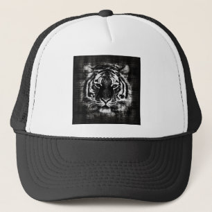 Schwarzweiss-Tiger-Vintager Hut Truckerkappe