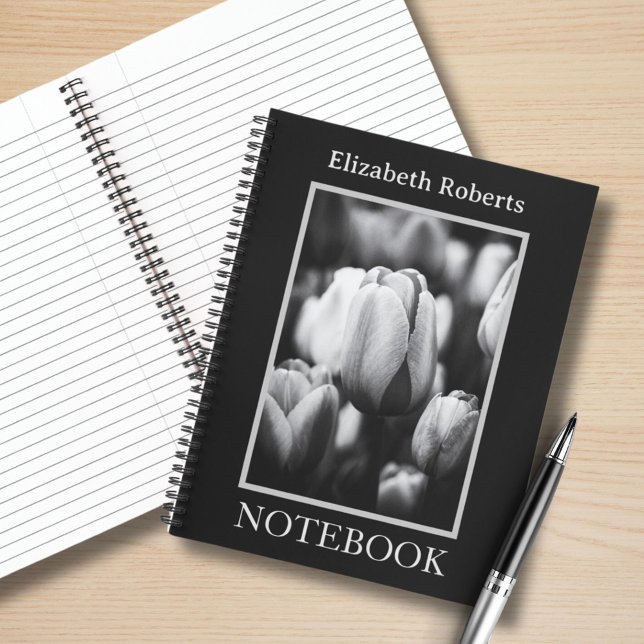 Schwarzweiß-Tulips-SpiralNotebook Notizbuch (Von Creator hochgeladen)