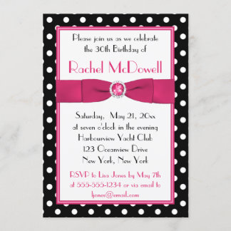 Schwarzweiss-Tupfen-30. Geburtstags-Einladung Einladung