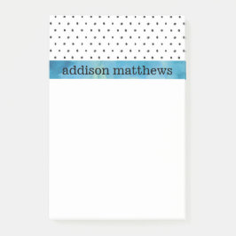 Schwarzweiss-Tupfen-Blau-Aquarell Post-it Klebezettel