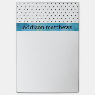 Schwarzweiss-Tupfen-Blau-Aquarell Post-it Klebezettel