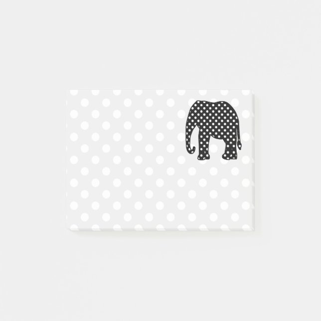 Schwarzweiss-Tupfen-Elefant Post-it Klebezettel (Vorderseite)