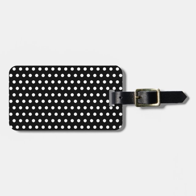Schwarzweiss-Tupfen-Muster. Spotty. Gepäckanhänger (Vorderseite horizontal)