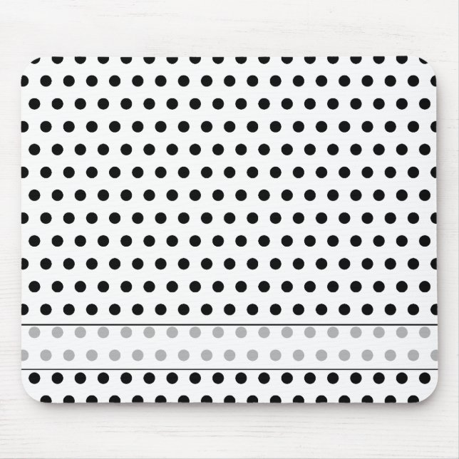Schwarzweiss-Tupfen-Muster. Spotty. Mousepad (Vorne)