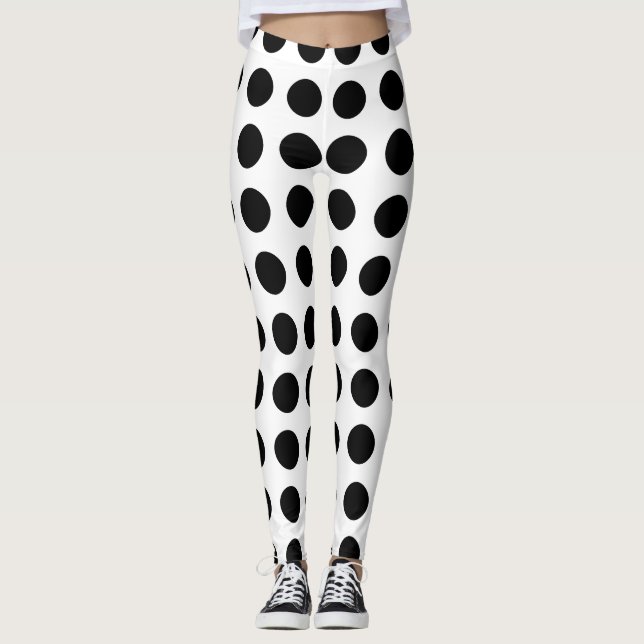Schwarzweiss-Tupfen-Yoga-Hosen Leggings (Vorderseite)