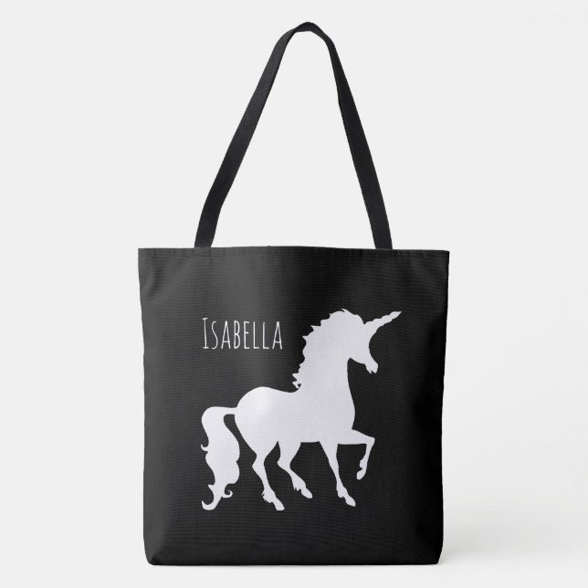 Schwarzweiss-Unicorn-Silhouette modernes Trendy (Vorderseite)