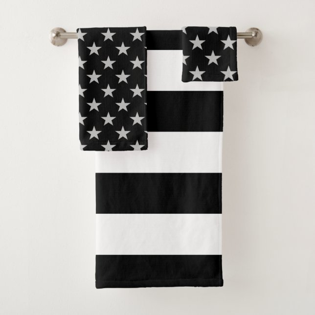 Schwarzweiss-US Flagge-Tuch-Set Badhandtuch Set (Insitu)