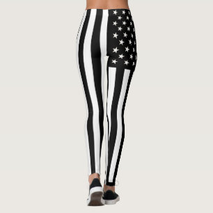 Schwarzweiss-USA-Flaggen-Leggings Leggings