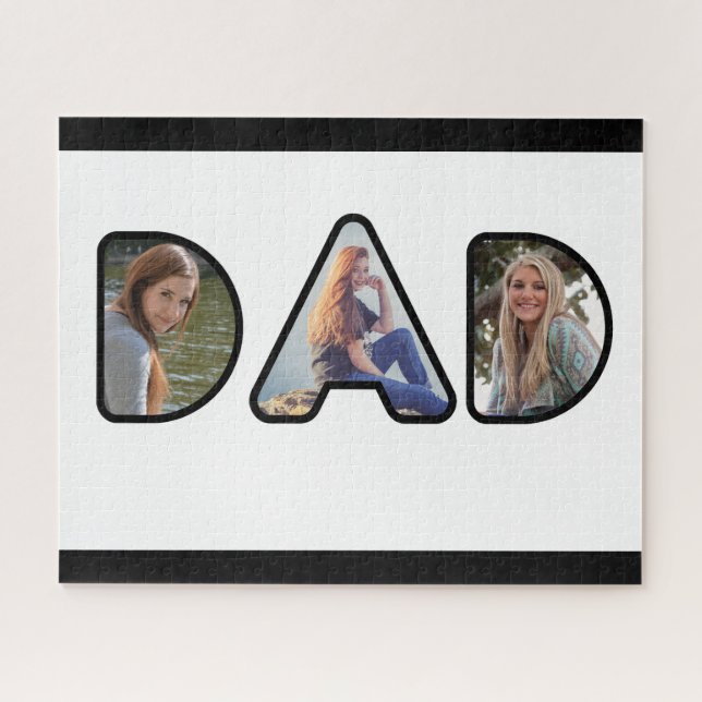 Schwarzweiß-Vater-FotoCollage Puzzle (Horizontal)