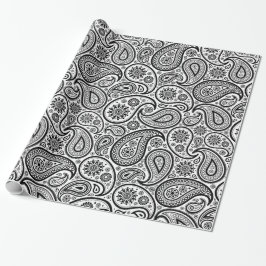 Schwarzweiß-Vintag Paisley-Muster Geschenkpapier