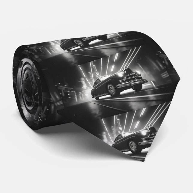 Schwarzweiß-Vintage-Muster Krawatte (Gerollt)