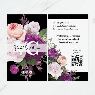 Schwarzweiß Vintage Rose Bloral Simple Personal Visitenkarte