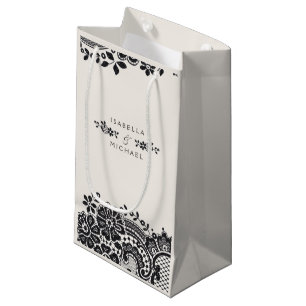 Schwarzweiß-Vintage Spitzen-Gastgeschenk Hochzeit Kleine Geschenktüte