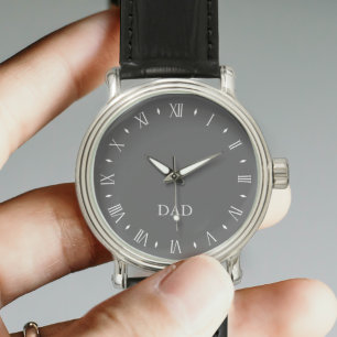Schwarzweiß-Vintager Vater Mit Monogramm Watch Armbanduhr