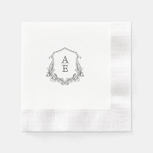 Schwarzweiß-Vintages Monogramm-Papier Napkin Serviette