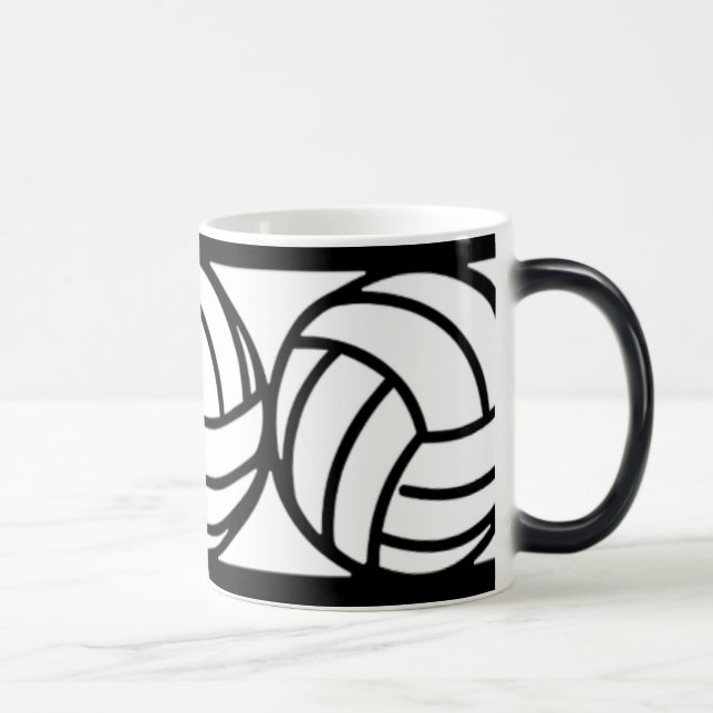 Schwarzweiss-Volleyball-Kaffee-Tasse Verwandlungstasse (Rechts)