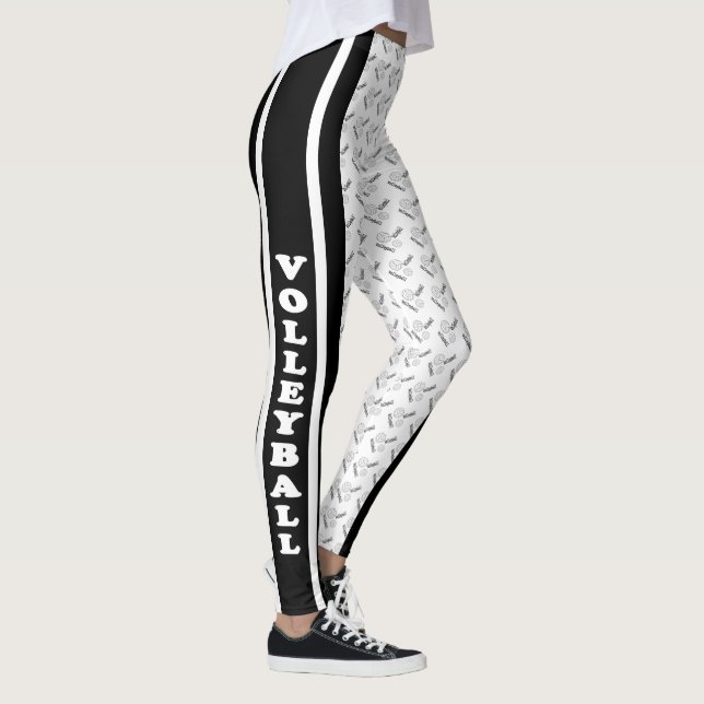 Schwarzweiss-Volleyball-Muster Leggings (Rechts)