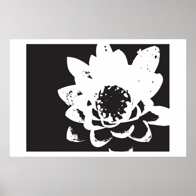 Schwarzweiß-Wasserlilie Poster (Vorne)