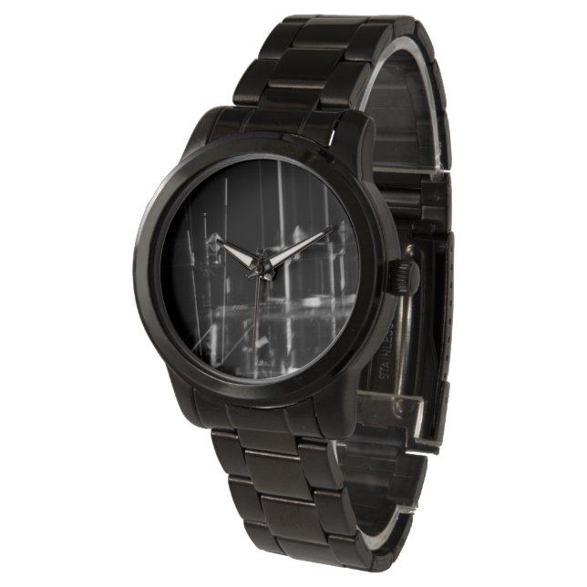 Schwarzweiß-Wasseruhr, Armbanduhr (Schrägansicht)