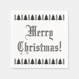 Schwarzweiss-Weihnachtsbaum-kundenspezifischer Serviette