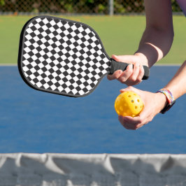 Schwarzweiß-Weiß-Raute Pickleball Schläger