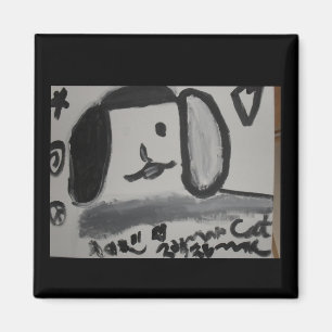 Schwarzweiss-Welpen-Liebe-Kunstentwurf Magnet