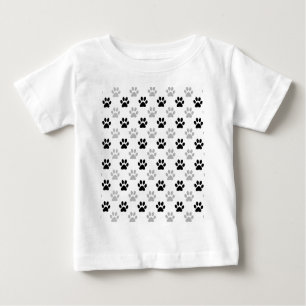 Schwarzweiss-Welpentatzendrucke Baby T-shirt
