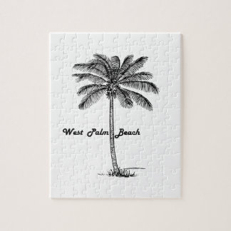 Schwarzweiss-West- Palm Beach u. Palmenentwurf Puzzle
