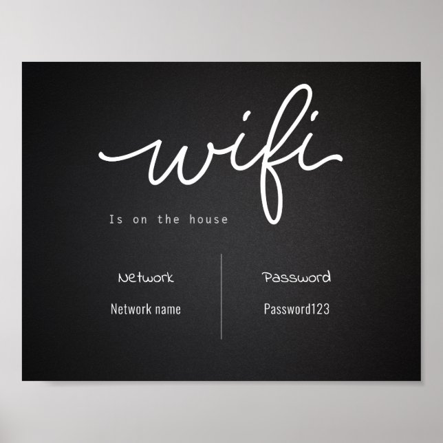 Schwarzweiß-WLAN-Kennwort und Netzwerksignatur Poster (Vorne)