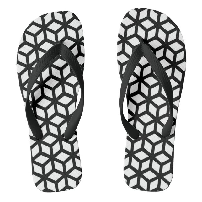 Schwarzweiss-Würfel-Muster Flip Flops (Fußbett)
