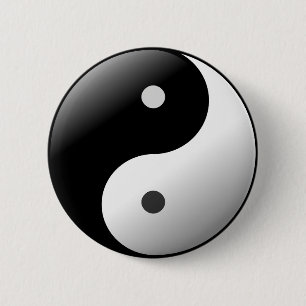 Schwarzweiss-Yin Yang Symbolknopf Button