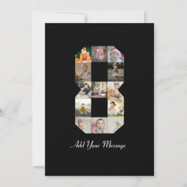 Schwarzweiß-Zahl 8-FotoCollage Dankeskarte