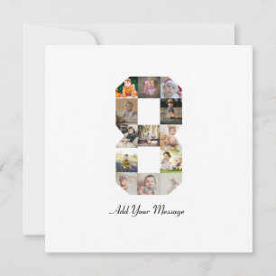 Schwarzweiß-Zahl 8-FotoCollage Karte