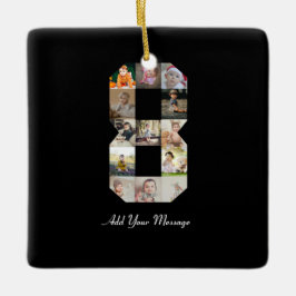 Schwarzweiß-Zahl 8-FotoCollage Keramikornament