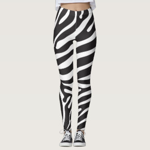 Schwarzweiss-Zebra-Druck Leggings
