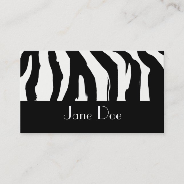 Schwarzweiss-Zebra-Druck-Visitenkarten Visitenkarte (Vorderseite)