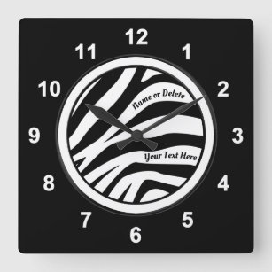 Schwarzweiß, Zebra-Druckuhr, Personalisiert Quadratische Wanduhr