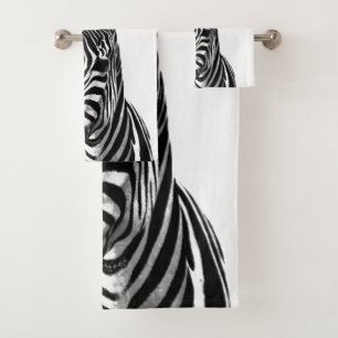 Schwarzweiss-Zebra-Porträt Badhandtuch Set