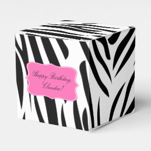 Schwarzweiß-Zebra-Print mit Hot Rosa zum Geburtsta Geschenkschachtel