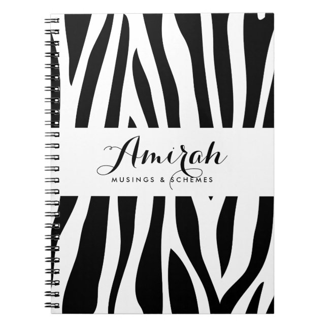 Schwarzweiß-Zebra Print Personalisiert Notizblock (Vorderseite)