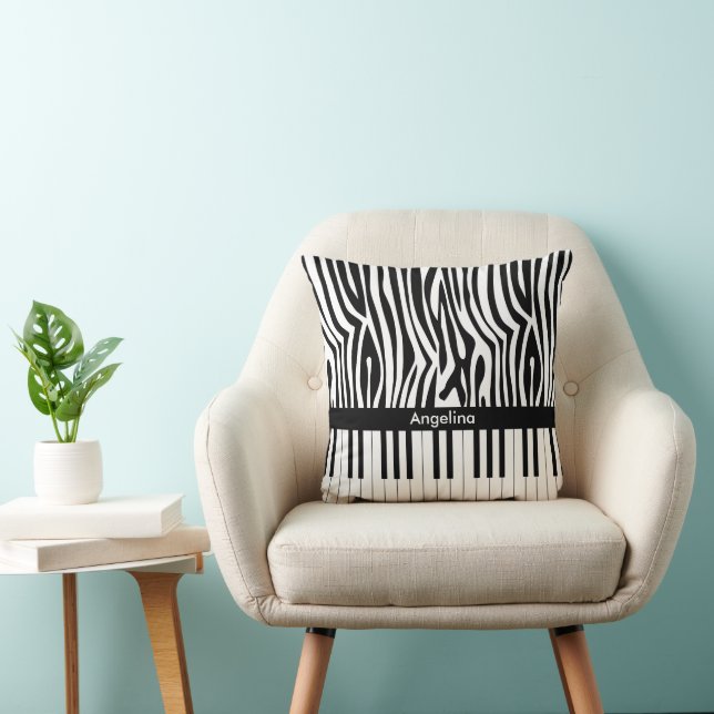 Schwarzweiß-Zebra-Print und Piano-Sammlung Kissen (Stuhl )