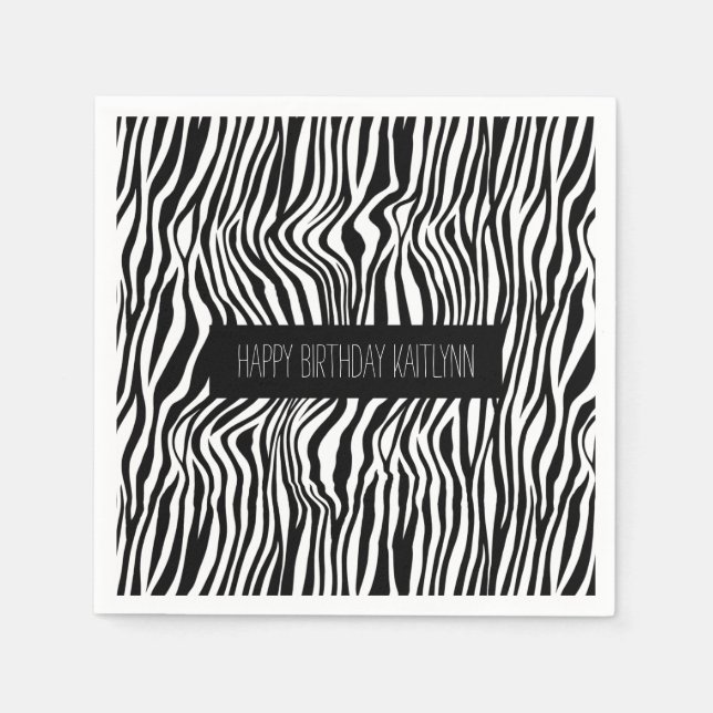 Schwarzweiß-Zebra Serviette (Vorderseite)
