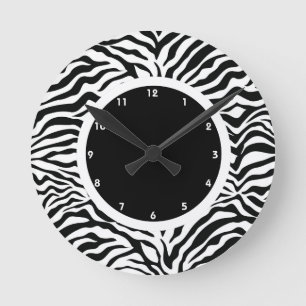Schwarzweiss-Zebra-Streifen Runde Wanduhr