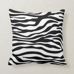 Schwarzweiß-Zebra-Tierdruck Kissen