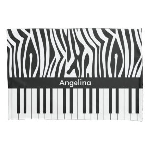 Schwarzweiss-Zebradruck und Klaviersammlung Kissenbezug