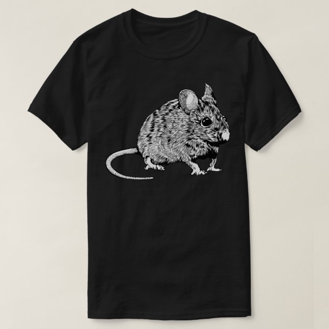 Schwarzweiß-zeichnend Maus T-Shirt (Design vorne)