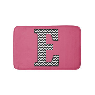 Schwarzweiß-Zickzack Letter E-Monogramm-Bademantel Badematte
