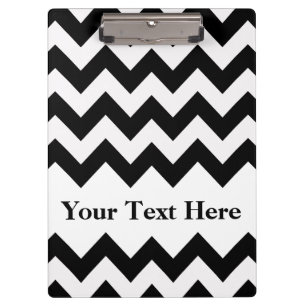 Schwarzweiß Zickzack mit anpassbarem Text Klemmbrett